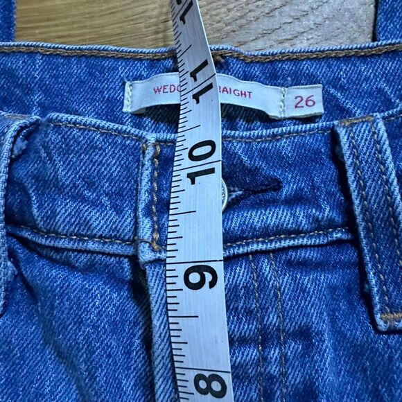 Levi Wedgie straight jeans buttonfly 26 raw hem - Picture 8 of 13